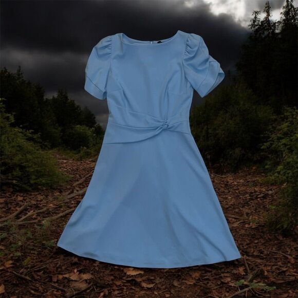 DKNY Women's Size 4 Blue A-line Asymmetrical Knee Length Dress - Picture 2 of 12